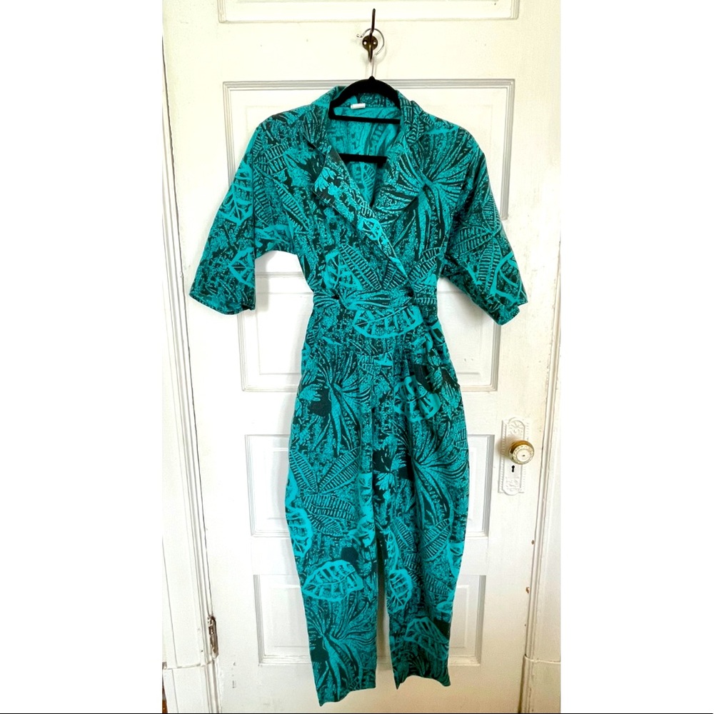 Vintage Tropical Teal Jumpsuit